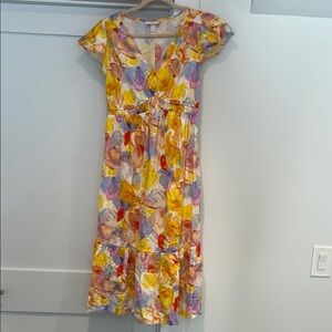 Ingrid & Isabel Yellow Pink Ruffled Maxi Sundress